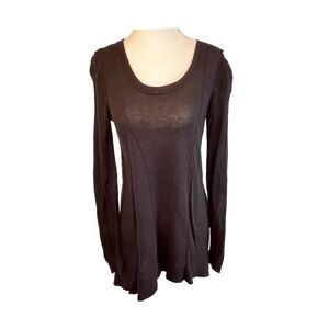 Ruby Moon Scoop Neck Sweater Black Knit Mesh Panels M